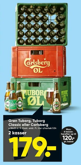Bilka Grøn Tuborg, Tuborg Classic eller Carlsberg tilbud
