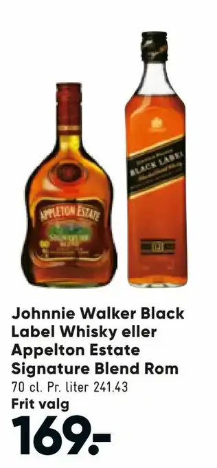 Bilka Johnnie Walker Black Label Whisky eller Appelton Estate Signature Blend Rom tilbud