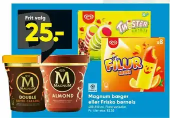 Bilka Magnum bæger eller Frisko børneis tilbud