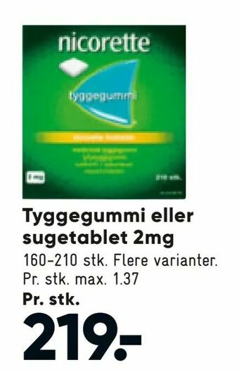 Bilka Tyggegummi eller sugetablet 2mg tilbud