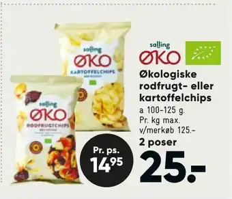 Bilka Økologiske rodfrugt- eller kartoffel chips tilbud