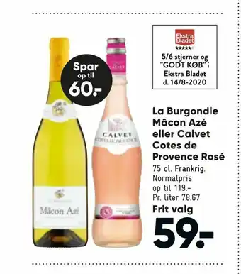 Bilka La Burgondie Mâcon Azé eller Calvet Cotes de Provence Rosé tilbud