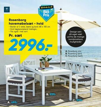 Rosenborg havemøbelsæt - hvid