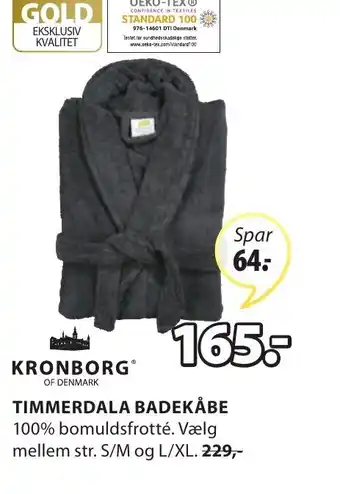 JYSK KronBorg Of Denmark Timmerdala Badekåbe tilbud