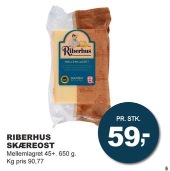 Riberhus skæreost danbo mellemlagret 45+