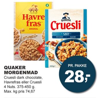Let-Køb Quaker cruesli tilbud