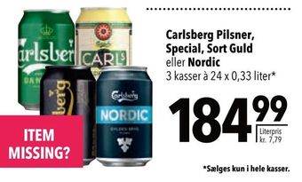 Citti Carlsberg pilsner, special, sort guld eller nordic tilbud