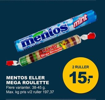 Let-Køb Mentos eller mega roulette tilbud