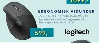 CBC Logitech lift vertical mouse tilbud