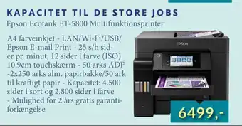 CBC Epson ecotank et-5800 multifunktionsprinter tilbud