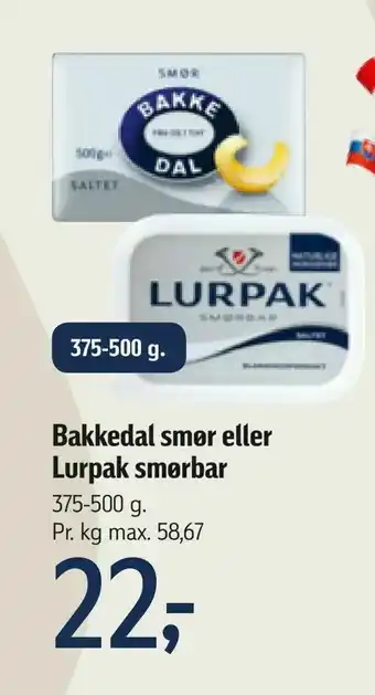Føtex Bakkedal smør eller Lurpak smørbar tilbud