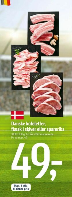 Føtex Danske koteletter, flæsk i skiver eller spareribs tilbud
