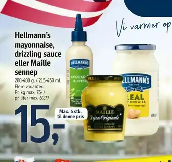 Føtex Hellmann's mayonnaise, drizzling sauce eller Maille sennep tilbud