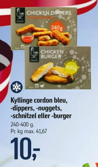 Føtex Kyllinge cordon bleu, -dippers, -nuggets, -schnitzel eller -burger tilbud