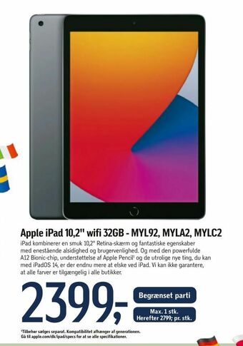 Føtex Apple iPad 10,2" wifi 32GB - MYL92, MYLA2, MYLC2 tilbud