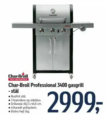 Føtex Char-Broil Professional 3400 gasgrill - stål tilbud