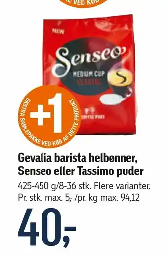 Føtex Gevalia barista helbønner, Senseo eller Tassimo puder tilbud