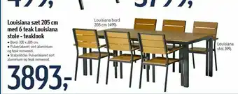 Føtex Louisiana sæt 205 cm med 6 teak Louisiana stole - teaklook tilbud