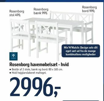 Føtex Rosenborg havemøbelsæt - hvid tilbud