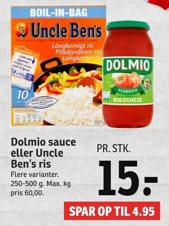 SPAR Dolmio sauce eller Uncle Ben's ris tilbud