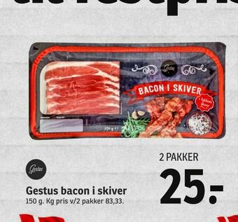 SPAR Gestus bacon i skiver tilbud