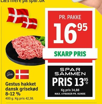 SPAR Gestus hakket dansk grisekød 8-12 % tilbud