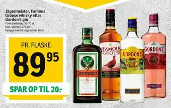 SPAR Jägermeister, Famous Grouse whisky eller Gordon's gin tilbud