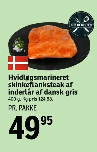 SPAR Hvidløgsmarineret skinkeflanksteak af inderlår af dansk gris tilbud
