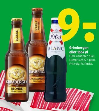 Coop 365 Grimbergen eller 1664 øl tilbud