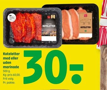 Coop 365 Koteletter med eller uden marinade tilbud