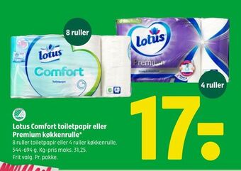 Coop 365 Lotus comfort toiletpapir eller premium køkkenrulle* tilbud