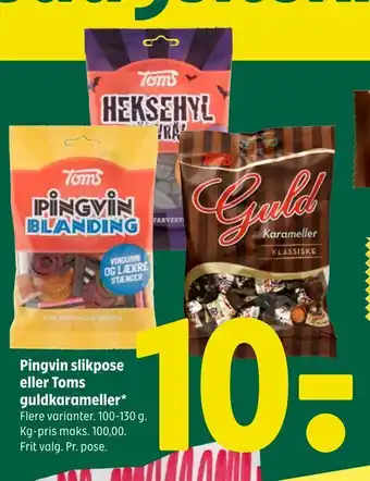 Coop 365 Pingvin slikpose eller toms guldkarameller tilbud