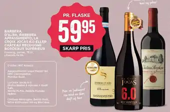 Barbera d'alba, barbera appassimento, la croix jocas el. château recougne bordeaux supérieur