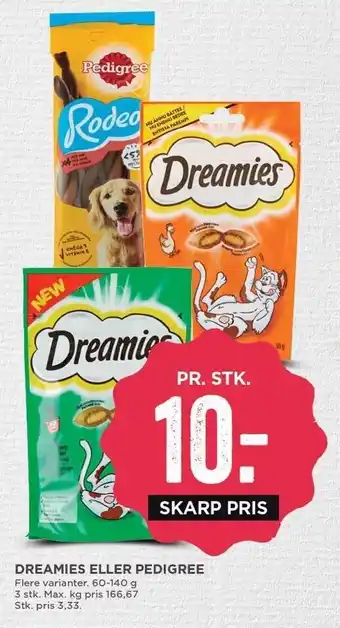 MENY Dreamies el. pedigree tilbud
