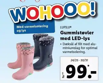 Lidl Gummistøvler med led-lys tilbud