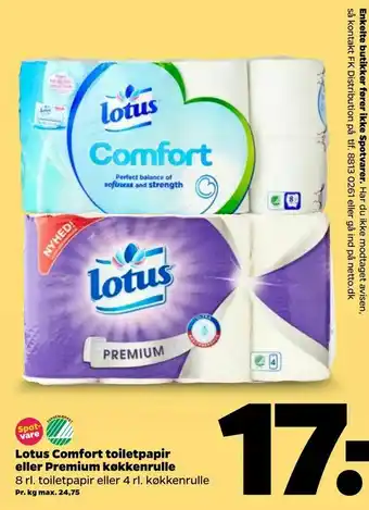 Netto Lotus Comfort toiletpapir eller Premium køkkenrulle tilbud