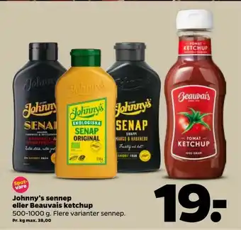 Netto Johnny's sennep eller Beauvais ketchup tilbud