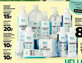 Facial wipes, håndcreme eller bodylotion