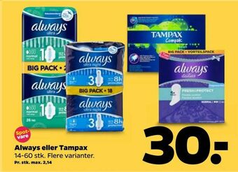 Netto Always eller Tampax tilbud