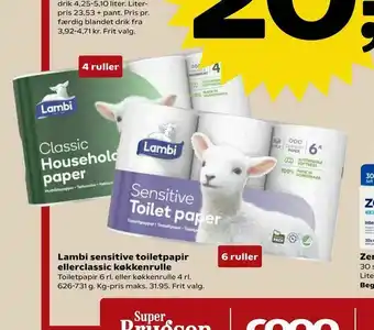 Lambi sensitive toiletpapir ellerclassic køkkenrulle