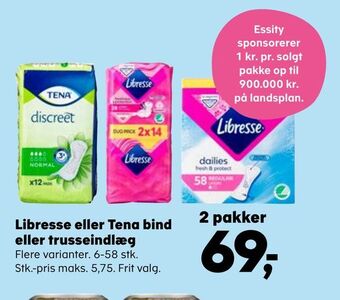 Kvickly Libresse eller tena bind eller trusseindlæg tilbud