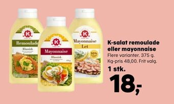 Kvickly K-salat remoulade eller mayonnaise tilbud