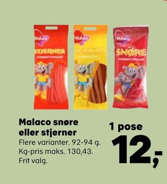 Kvickly Malaco snøre eller stjerner tilbud