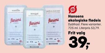 Kvickly Hansens økologiske flødeis tilbud