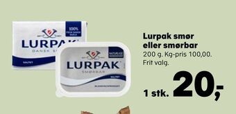 Kvickly Lurpak smør eller smørbar tilbud