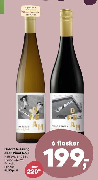 Kvickly Dream riesling eller pinot noir tilbud