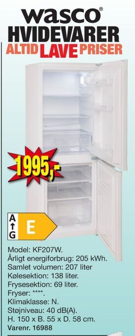 Harald Nyborg Wasco køle/fryseskab tilbud