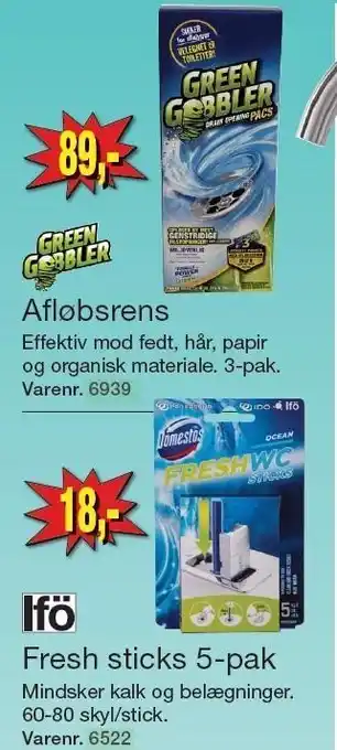 Afløbsrens el. fresh sticks 5-pak