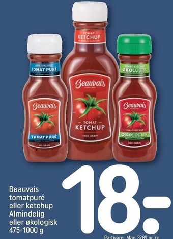 REMA 1000 Beauvais tomatpuré el. ketchup tilbud