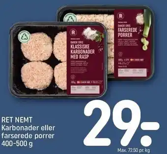 REMA 1000 Ret nemt karbonader el. farserede porrer tilbud